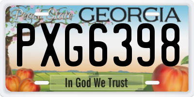 GA license plate PXG6398