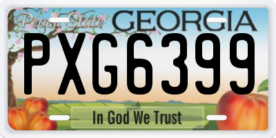 GA license plate PXG6399
