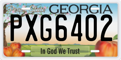 GA license plate PXG6402