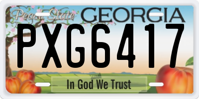 GA license plate PXG6417
