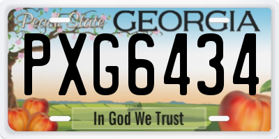 GA license plate PXG6434