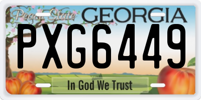 GA license plate PXG6449