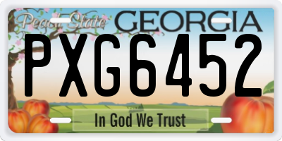 GA license plate PXG6452