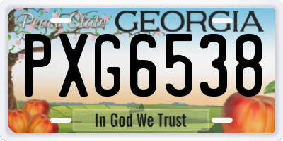 GA license plate PXG6538