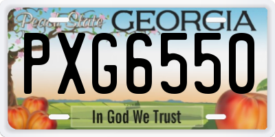GA license plate PXG6550