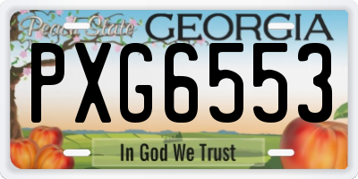 GA license plate PXG6553