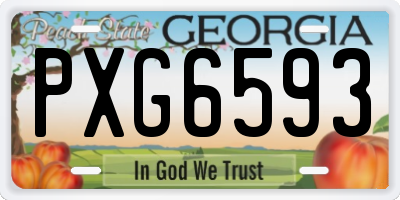 GA license plate PXG6593