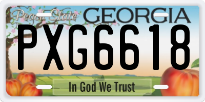 GA license plate PXG6618