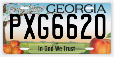 GA license plate PXG6620