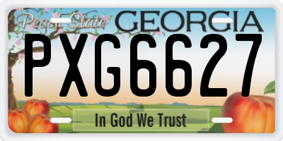 GA license plate PXG6627