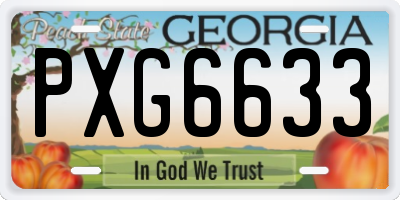 GA license plate PXG6633