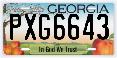 GA license plate PXG6643