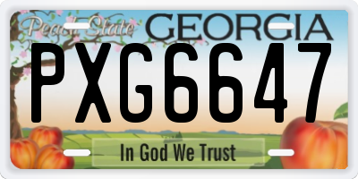 GA license plate PXG6647