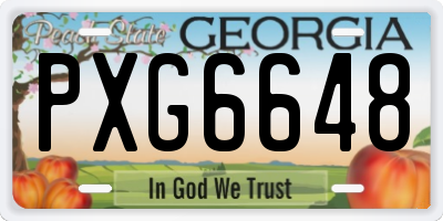 GA license plate PXG6648