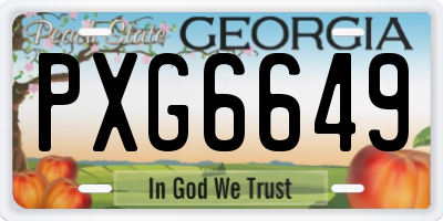 GA license plate PXG6649