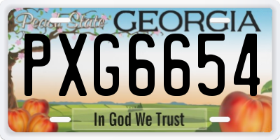 GA license plate PXG6654