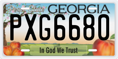 GA license plate PXG6680