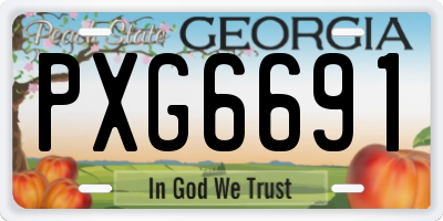GA license plate PXG6691