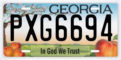 GA license plate PXG6694