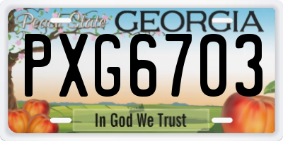 GA license plate PXG6703