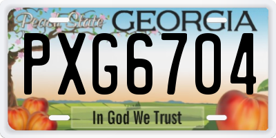 GA license plate PXG6704