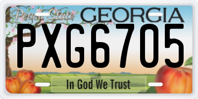 GA license plate PXG6705