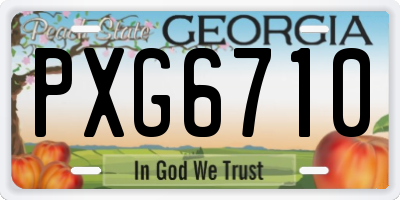 GA license plate PXG6710