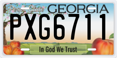GA license plate PXG6711