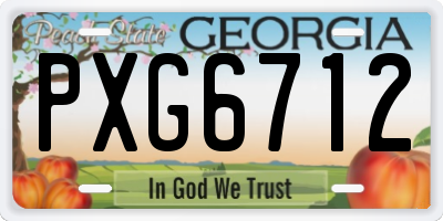 GA license plate PXG6712