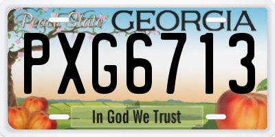 GA license plate PXG6713