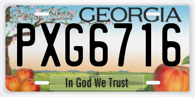 GA license plate PXG6716