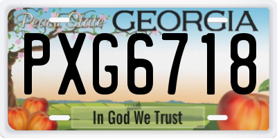 GA license plate PXG6718