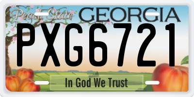 GA license plate PXG6721