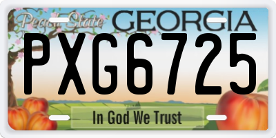 GA license plate PXG6725
