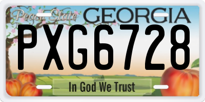 GA license plate PXG6728