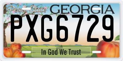 GA license plate PXG6729