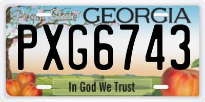 GA license plate PXG6743