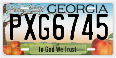 GA license plate PXG6745