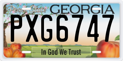 GA license plate PXG6747