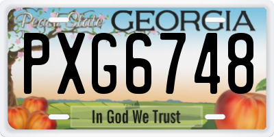 GA license plate PXG6748
