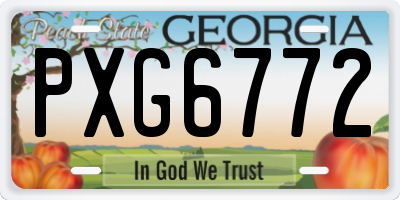GA license plate PXG6772