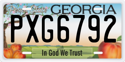 GA license plate PXG6792