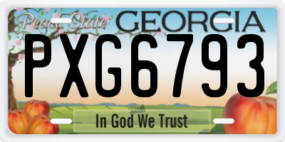 GA license plate PXG6793