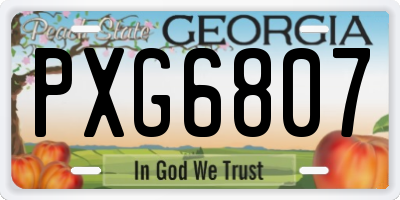 GA license plate PXG6807
