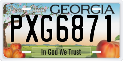 GA license plate PXG6871