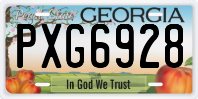 GA license plate PXG6928