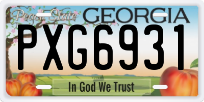 GA license plate PXG6931