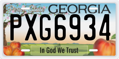 GA license plate PXG6934