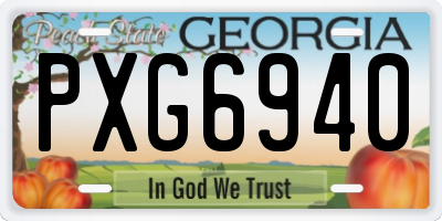 GA license plate PXG6940
