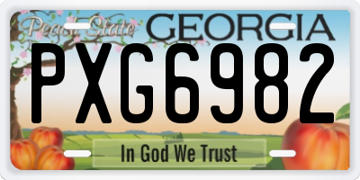 GA license plate PXG6982